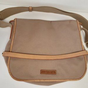Dooney & Bourke Cabriolet Crossbody Canvas Messenger Bag Flap Khaki Camel VTG